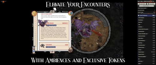 Pathfinder Adventure Path #188: They Watched The Stars (Gatewalkers 2 of 3) (Foundry VTT) Bundle gameplay graphic featuring a top-down tactical map of a circular dungeon chamber accompanied by a text box presenting related game rules.