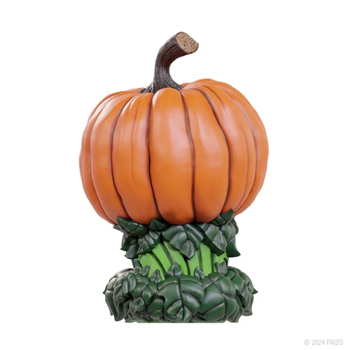 Pathfinder Gourd Leshy foam figure image of a smiling, pumpkin-headed gourd leshy statue.