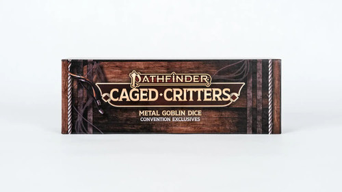 Caged Critters Premium Polyhedral Dice Set product box (sealed). "Metal Goblin Dice: Convention Exclusives"