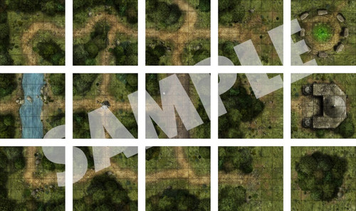 This product image displays 15 tiles of forrest terrain.