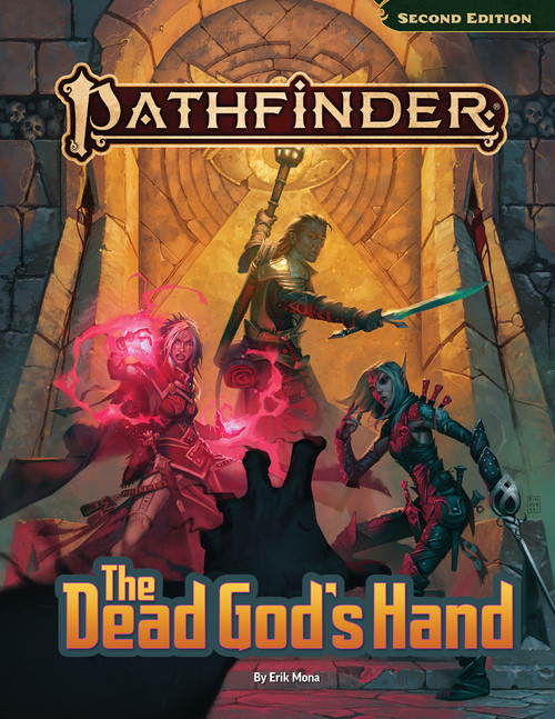 The cover image for the standard edition of Pathfinder Adventure: The Dead God's Hand.