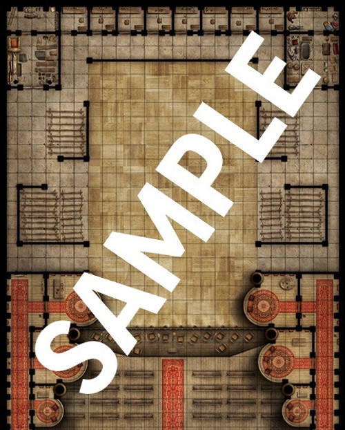 Pathfinder Flip-Mat: Showtime Multi-Pack PDF sample image shows a large performance stage with some auditorium and balcony seating nearby.