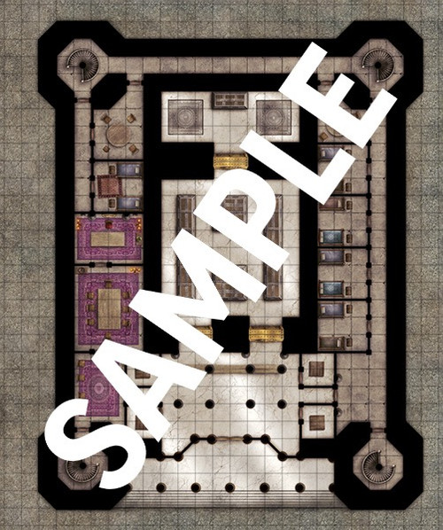 Pathfinder Flip-Mat: Treasure PDF Trove sample image shows a map of a fortified temple vault with plenty of rooms to protect priceless treasures.