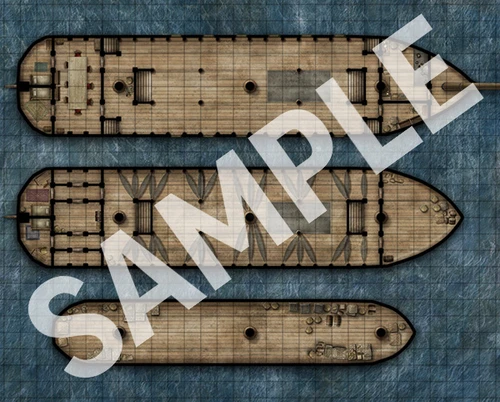 Sample side 1 of Pathfinder Flip-Mat: Fleet Flagship, featuring 3 different levels of a flagship.