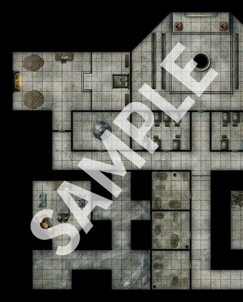 Sample side 1 of Pathfinder Flip-Mat: The Dead God's Hand Multi-Pack, featuring a location from the adventure.  (Orthux Compound)