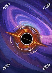 Starfinder Infinity Deck Cardgame PDF. A card featuring an illustration of a black hole over a galaxy background.