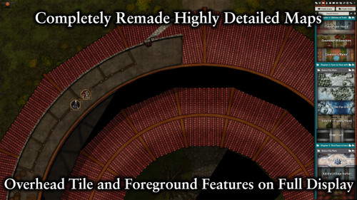 Pathfinder Adventure Path map, No Breath to Cry (Season of Ghosts 3 of 4), a digital campaign for Foundry VTT with highly detailed overhead tile and foreground features in a winter setting.