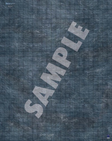 Pathfinder Flip-Mat: Basic Terrain Multi-Pack by Pathfinder, a collection of 4 full-color textured tiles in grassland, stone floor, street, and water designs on a dark blue background with SAMPLE watermark, ideal for tabletop gaming.