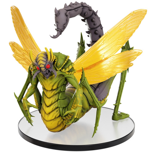 The size of a horse, this demonic, green and gold locust has a scorpion’s stinger and an almost-human face. Its front legs end in clawed hands.