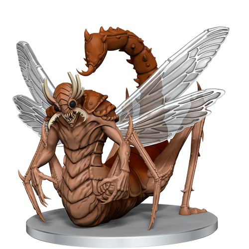 The size of a horse, this red fleshed, demonic locust has a scorpion’s stinger and an almost-human face. Its front legs end in clawed hands.