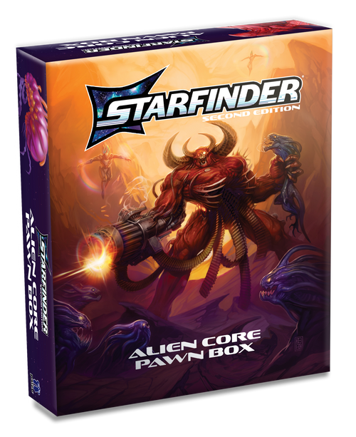 A 3D image of the Starfinder Alien Core Pawn Box.