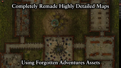 Pathfinder Adventure Path #197: Let the Leaves Fall (Season of Ghosts 2 of 4) (Foundry VTT) Code gameplay graphic featuring a tactical map of a a dungeon interior.