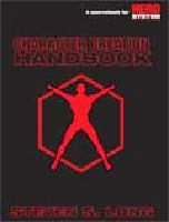 HERO System Character Creation Handbook PDF cover featuring a red character silhouette against a black background, with the HERO System logo and author Steven K. Long.