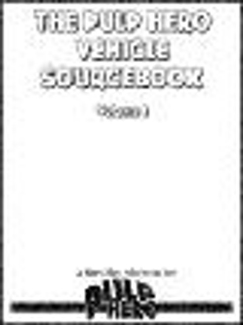 Pulp Hero Vehicle Sourcebook Vol. 1 PDF cover featuring title and branding on a white background with black text, including a character sheet guide for pulp era vehicles.