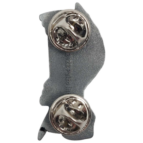 Pathfinder Society Faction Pin: Grand Archive shows the back side of a metal pin with its two metal pin clasps showing.