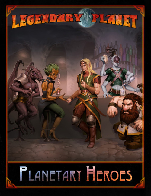 Planetary Heroes PDF, a set of 8 pregenerated characters featuring humanoid and alien figures, with a classic fantasy aesthetic, ideal for adventure and role-playing games, from authors Neil Spicer and Jeff Provine, Legendary Planet-compatible.