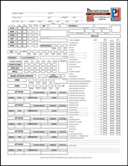 Pathfinder Roleplaying Game character sheet PDF, 19-page resource with clear layout, featuring character tracking, inventory, spells, quests and campaign notes in black and white design for easy player use.