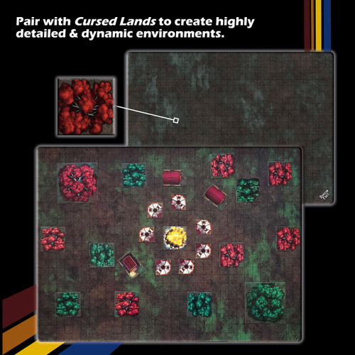Battle Maps: Turned Earth, a 24"x33" laminated tabletop map with 1" squares and textured terrain, suitable for use with wet-erase and dry-erase markers, perfect for immersive RPG experiences compatible with dungeon craft books.