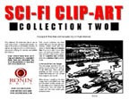 Sci-Fi Clip-Art Collection Two PDF, a 13-file compilation, with 10 600 dpi line art images and 3 RGB paintings, totaling 20 illustrations of starships, portraits, and combat scenes in B&W and color.