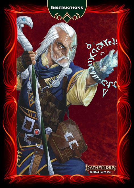 Pathfinder Arcane Spell Deck (Remastered) card deck featuring a spellcasting wizard on a red background.