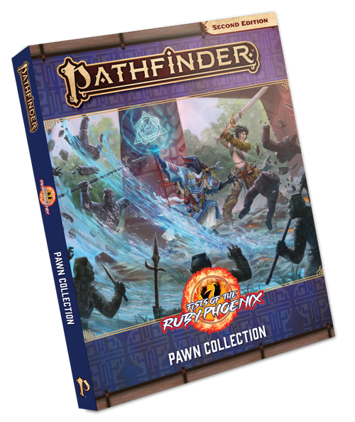 Pathfinder Fists of the Ruby Phoenix Pawn Collection cover featuring a scene from the Fists of the Ruby Phoenix Adventure Path--adventurers battle in a mystical fighting tournament!