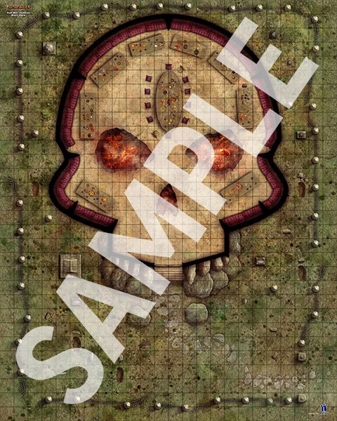 Pathfinder Flip-Mat: Temples Multi-Pack sample image shows a map of a spooky temple in a graveyard.