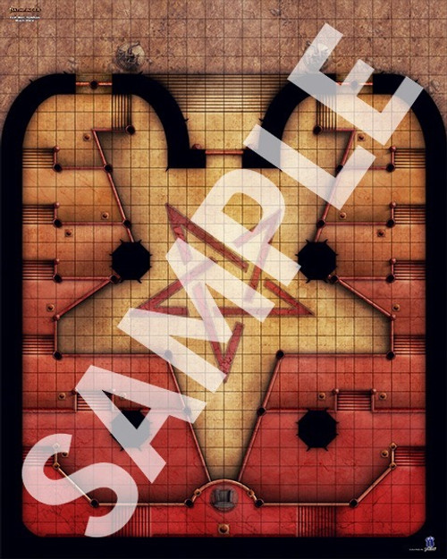 Pathfinder Flip-Mat: Temples Multi-Pack sample image shows a map of a diabolic temple for devil cultists.