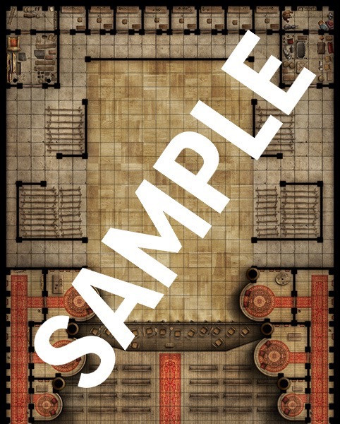 Pathfinder Flip-Mat: Showtime Multi-Pack sample image shows a large performance stage with some auditorium and balcony seating nearby.