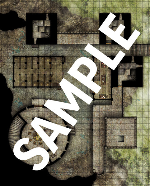 A sample image of one side of Pathfinder Flip-Mat: Command Center featuring a fortified bunker.