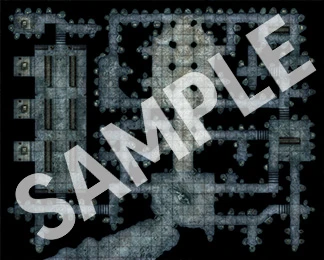 Sample side 1 for Pathfinder Flip-Mat: Haunted Library, featuring an abandoned underground archive beneath the main library.