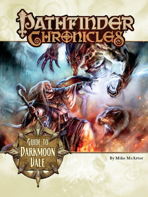 Pathfinder Chronicles: Guide to Darkmoon Vale is a 64-page regional sourcebook for the Pathfinder Chronicles campaign setting, covering a treacherous fey-haunted wilderness, kobold forces, ancient dwarven dungeons, and more.
