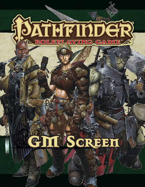 Pathfinder Roleplaying Game GM Screen Alternate Cover 2, four-panel, ultra-high-grade hardcover book stock, featuring charts and tables with Wayne Reynolds artwork on the player's side, a perfect tool for tabletop gaming.
