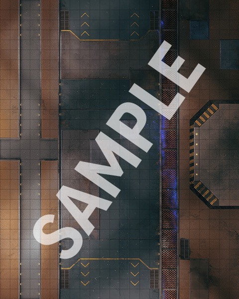 Starfinder Flip-Mat: Basic Terrain sample map of an open interior of a futuristic space station.
