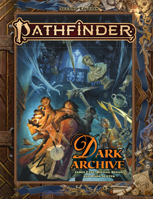 Pathfinder Dark Archive by James Case, Mikhail Rekun, and Mark Seifter. The cover features art of two iconic characters exploring a haunted mansion.