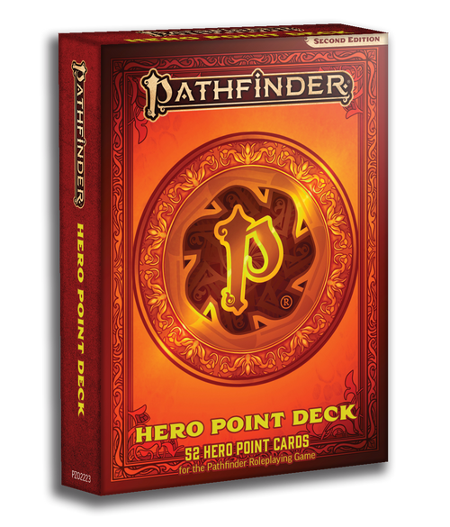 Pathfinder Hero Point Deck cover depicting a stylized P on a red-gold background.