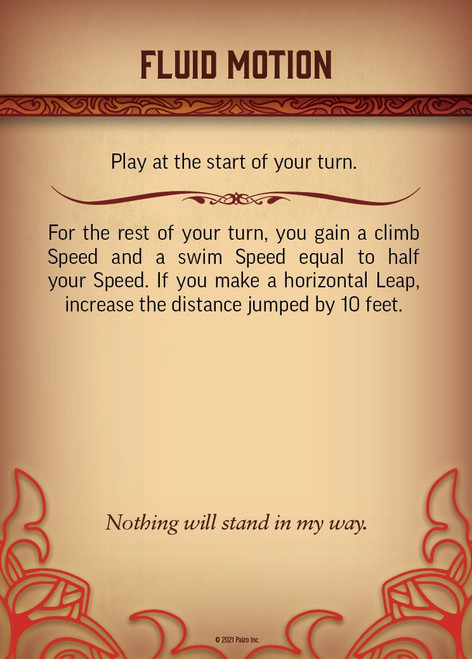 Pathfinder Hero Point Deck card for fluid motion (gaining climb and swim Speeds).