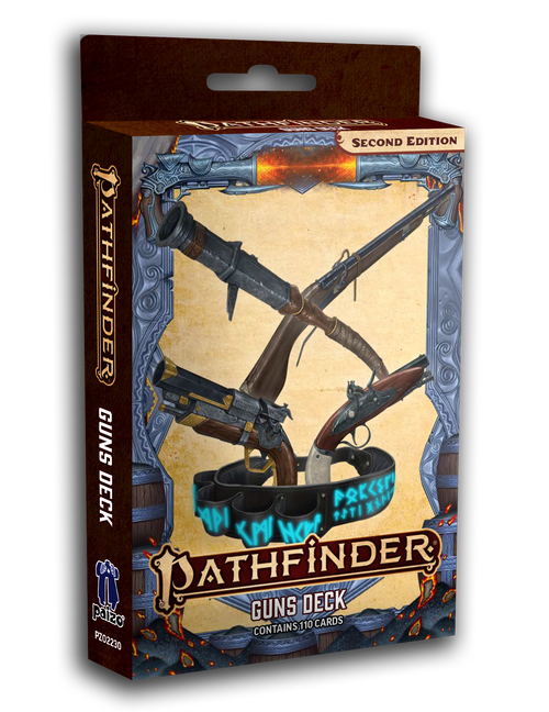 Pathfinder Guns Deck box with art of four pistols and rifles.