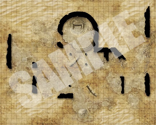 Pathfinder Flip-Mat: Desert Ruins PDF sample image shows a map of a ruined building that’s been reduced to little more than some walls and a few pillars in a sandy desert region.