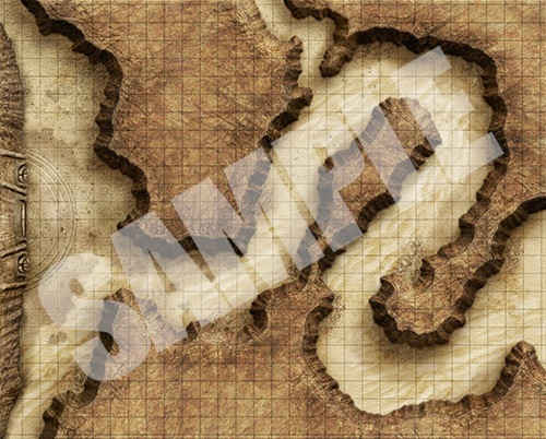 Pathfinder Flip-Mat: Desert Ruins PDF sample image shows a map of a winding path that leads through a narrow valley toward a mysterious structure at the far end.