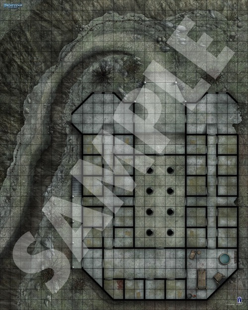 Pathfinder Flip-Mat: Asylum sample map of the barren interior of a bedlam
