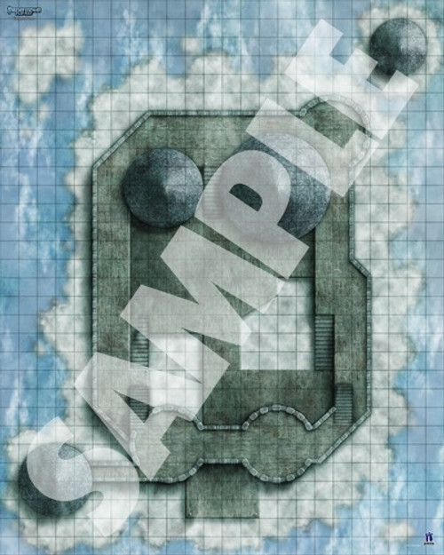 Pathfinder Flip-Mat: Elemental Planes Multi-Pack PDF sample map of a cloud castle on the Plane of Air
