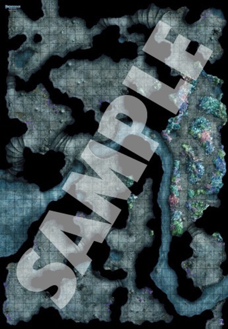 Pathfinder Flip-Mat: Bigger Caverns PDF sample map of an extensive cave system with underground rivers and flora