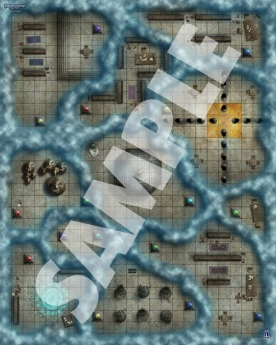 Pathfinder Flip-Mat: Arcane Library PDF sample map of magically separated spaces used for experiments and magical testing
