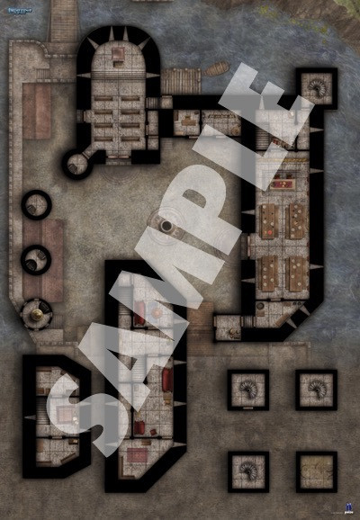 Pathfinder Flip-Mat: Bigger Keep PDF sample map of the interiors of a buildings in a multilevel keep