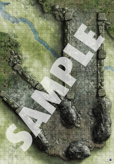 Pathfinder Flip-Mat: Bigger Bridge PDF sample map of a stone bridge over a mountain drop