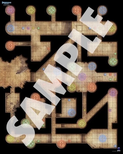 Pathfinder Flip-Mat: Wizard's Dungeon sample map of a mazelike dungeon filled with magical circles