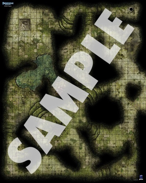 Pathfinder Flip-Mat: Wicked Dungeon PDF sample map of a dungeon with briar walls and twisting passages that lead to some larger caverns