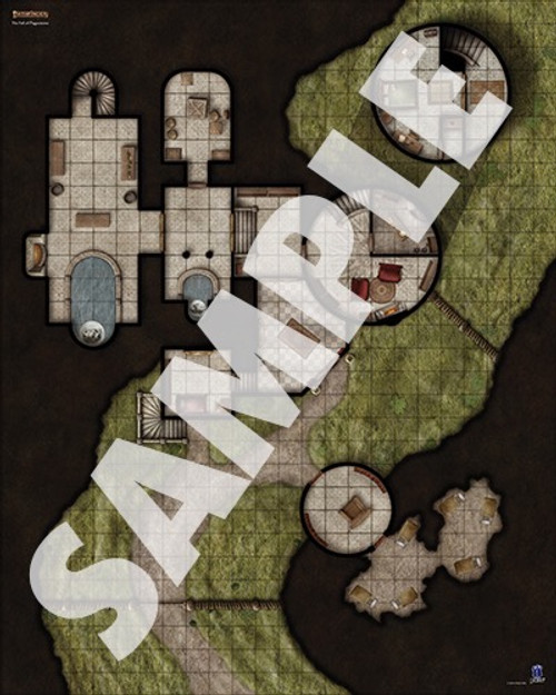 Pathfinder Flip-Mat: The Fall of Plaguestone PDF sample map of a hillside complex with servants quarters and laboratories