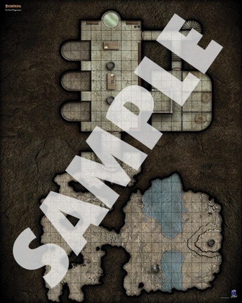 Pathfinder Flip-Mat: The Fall of Plaguestone PDF sample map of a hillside complex's subterranean level with a cavernous lair and pens to hold test subjects