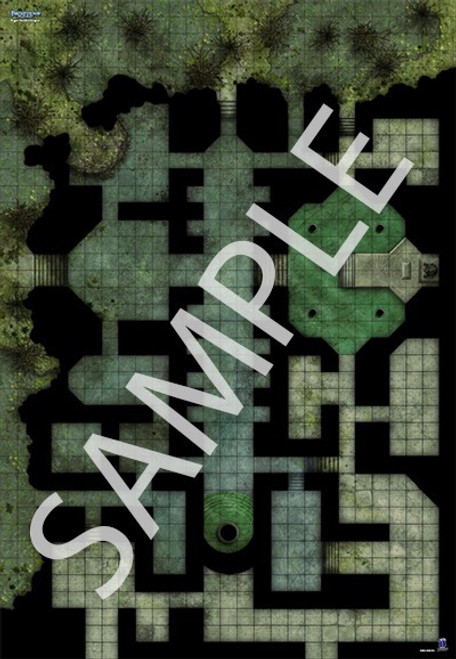Pathfinder Flip-Mat: Bigger Flooded Dungeon PDF sample map of a sunken dungeon complex in the middle of a swamp